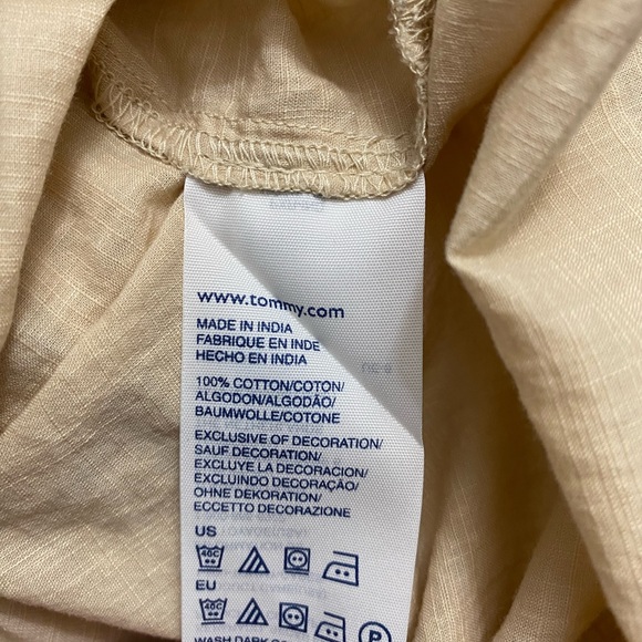 Tommy Hilfiger Neutral Gauzy Tunic Top Convertible Roll Tab Sleeves Womens Small - Picture 7 of 8